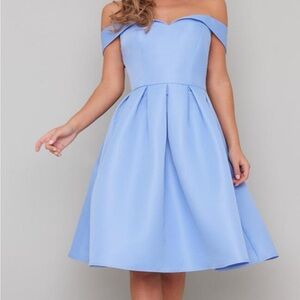 Chi Chi London Strapless Light Blue Dress